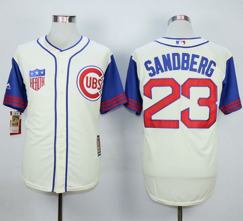 Cubs #23 Ryne Sandberg Cream/Blue 1942 Turn Back The Clock Stitched MLB Jersey - Click Image to Close